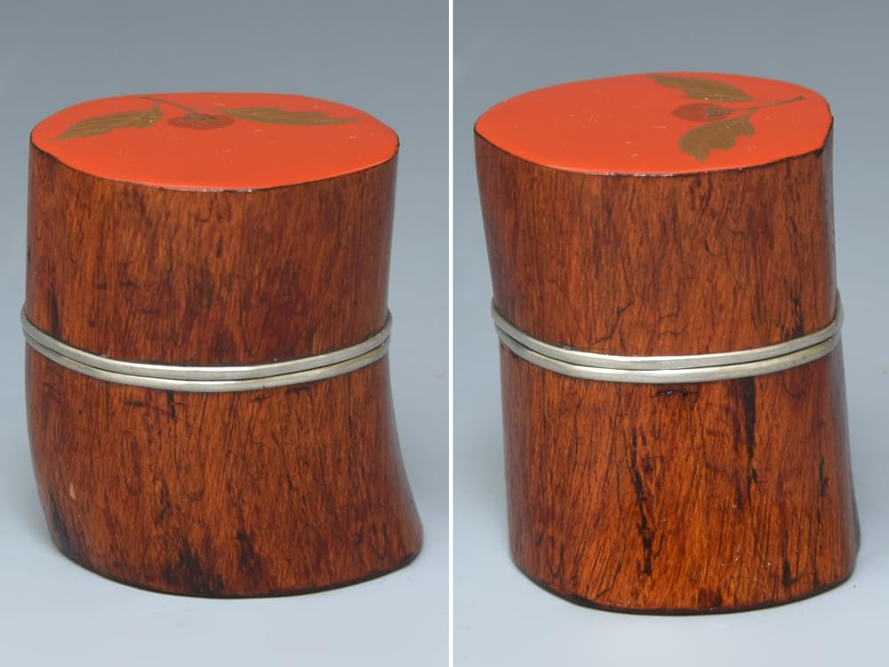 Amazon.co.jp: 中林星山（造）玄々斎好筆柿香合共箱茶道具天然木香道具